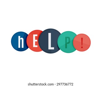 Help word on circles, modern geometric banner design, typography. Web button or message for online web site, presentation or application