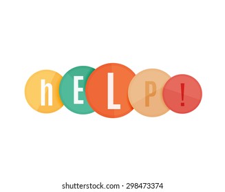 Help word on circles, modern geometric banner design, typography. Web button or message for online web site, presentation or application