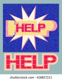 Help word set.
Multi-color graphic image of text writing, study design options.