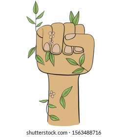 Help the world with green hands Environmental conservation. Global warming reduction concept.Vector illustration.