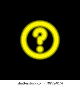 Help yellow glowing neon ui ux icon. Glowing sign logo vector