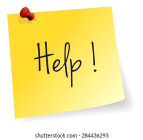 Help Yellow Stick Note Paper Vector Isolated