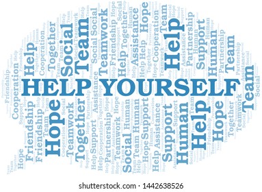 Help Yourself word cloud. Vector made with text only.