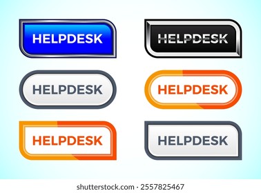 Helpdesk button set of different shapes and colors. Suitable for mobile app, and website UI design.