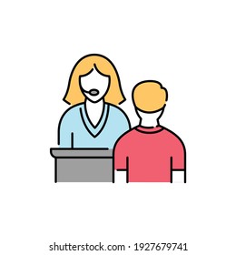 Helpdesk color line icon. Pictogram for web page, mobile app, promo. UI UX GUI design element. Editable stroke.