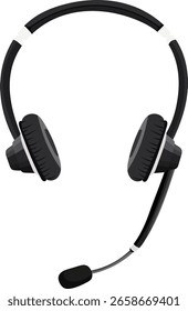 Helpdesk Headset or Headphone with Microphone Illustration Isolated on White Background