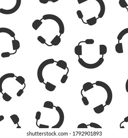 Helpdesk icon in flat style. Headphone vector illustration on white isolated background. Chat operator seamless pattern business concept.