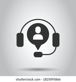 Helpdesk icon in flat style. Headphone vector illustration on white isolated background. Chat operator business concept.