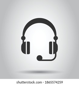 Helpdesk icon in flat style. Headphone vector illustration on white isolated background. Chat operator business concept.