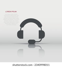 Helpdesk icon in flat style. Headphone vector illustration on white isolated background. Chat operator business concept.