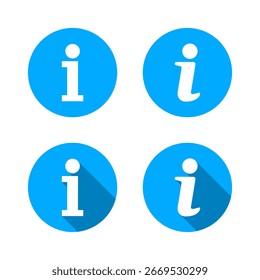Helpdesk info icon set with long shadow. Information symbol. Guidance element design