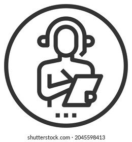 HELPDESK LINE ICON LOGO VEKTOR .
