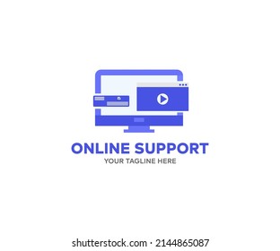 Helpdesk Online Support Information Support Concept logo design. Message, Helpdesk or call center headset vector design and illustration.
