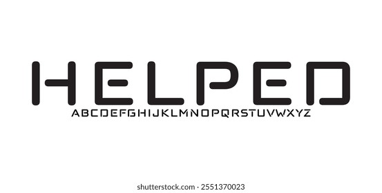 Helped, font typography vector illustrations. Typography electronic digital game music future creative italic font design concept.