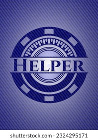 Helper emblem with denim texture. Vector Illustration. Detailed. 