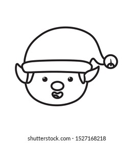 helper head with hat decoration merry christmas vector illustration line style
