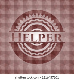 Helper red badge with geometric background. Seamless.
