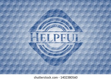 Helpful blue polygonal emblem. Vector Illustration. Detailed.