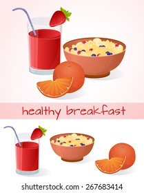 Helpful, breakfast, tomato, cucumber, cereals, porridge, berry juice drink