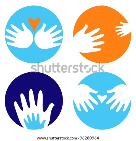 Helpful and carrying hands icons isolated on white