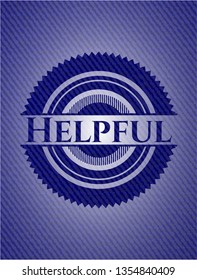 Helpful emblem with denim texture
