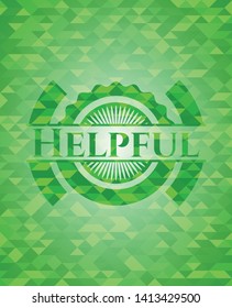 Helpful green mosaic emblem. Vector Illustration. Detailed.