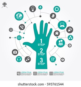 Helpful icon. Service concept us support help desk. Infographics design web elements. Template background. File is saved in AI10 EPS version.