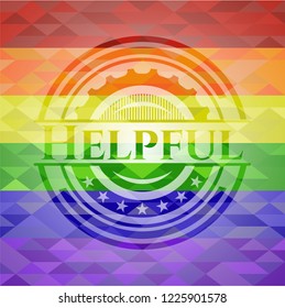 Helpful on mosaic background with the colors of the LGBT flag