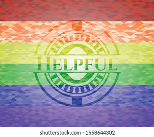 Helpful on mosaic background with the colors of the LGBT flag