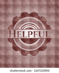 Helpful red seamless geometric pattern emblem. Seamless.