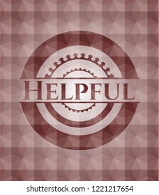 Helpful red seamless polygonal badge.