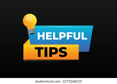 Helpful tips banner element with light bulb vector illustration.