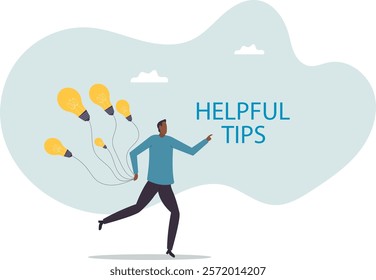 Helpful tips for business, useful ideas or smart trick to success, advice or suggestion information for improvement .business concept.flat character.