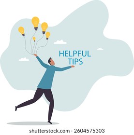Helpful tips for business, useful ideas or smart trick to success, advice or suggestion information for improvement .character for design.