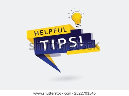 Helpful tips colorful promotion template. Announcement  Banner label vector.