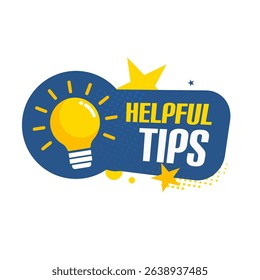 helpful tips — colorful vector sticker, label, badge vector illustration