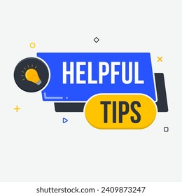 Helpful tips geometric message banner label clipart with light bulb icon vector