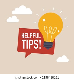 Helpful tips geometric message bubble with light bulb emblem. Banner design for business and advertising. Vector illustration.
