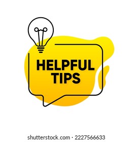 Helpful Tips geometric message bubble with light bulb emblem. Vector illustration.