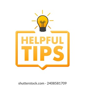 Helpful Tips Icon with Light Bulb, Information and Guidance Vector Illustration, Knowledge and Solution Concept