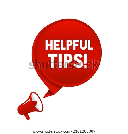 Helpful Tips Megaphone banner. Business concept. Flat style vector illustration isolated on white background.