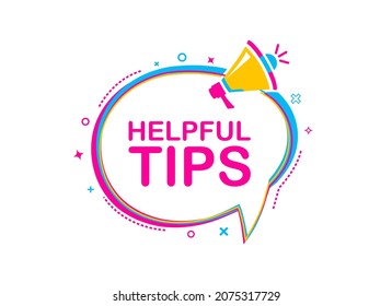 
Helpful Tips Megaphone Colourful Speech Bubble, Label Vector Design
