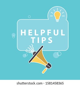 
Helpful tips, megaphone icon. Flat vector illustration on blue background. Can be used for business concept.