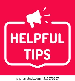 Helpful tips, megaphone icon. Flat vector illustration on red background. Can be used for business concept.