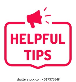 Helpful tips, megaphone icon. Flat vector illustration on white background. Can be used for business concept.