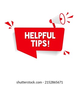 Helpful Tips Megaphone Label design. Helpful tips badge. Modern banner element. Flat style vector illustration.