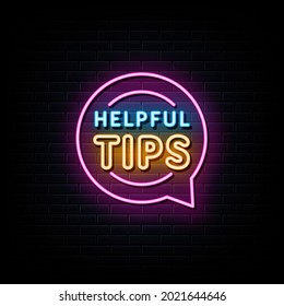 helpful tips neon text. neon sign. neon symbol
