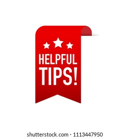 Helpful tips red ribbon on white background. Vector stock illustration.