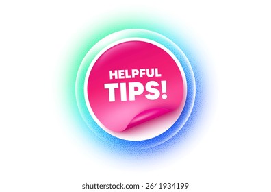 Helpful tips sticker blue gradient. Paper offer price tag. Helpful tips tag. Education faq sign. Help assistance symbol. Sticker label. Grain dots effect. Vector