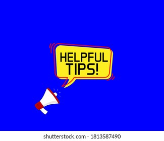 Helpful tips symbol. Megaphone banner. Education faq sign. Help assistance. Loudspeaker with speech bubble. Helpful tips sign. Marketing and advertising tag. Vector